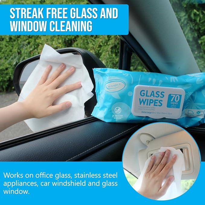 Car Interior Cleaning Wipes Set 210 Count, XL 8" x 10" | Multi-Purpose Wipes For Car Leather Seat, Windshield Window Mirror Cleaning, Steering Wheel & Vinyl Cleaning