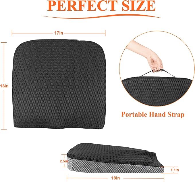 Premium Car Seat Cushion, Memory Foam Driver Seat Cushion to Improve Driving View- Coccyx & Lower Back Pain Relief - Seat Cushion for Car, Truck, Office Chair (4D Mesh Classic Black)