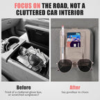 Sunglass Holder for Car Visor, Multi-Pocket Leather Car Sun Visor Organizer with Ticket Pens Card Clip, Sunglasses Holders,Suitable Eyeglasses,Car Accessories Keep Tidy (Grey)