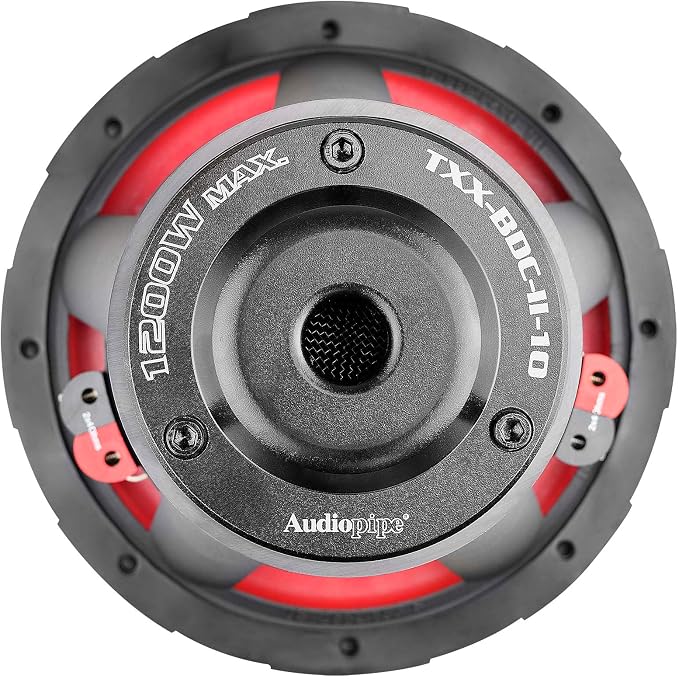 10" Double Stack Composite Cone Subwoofer (TXX-BDC-II-10), Superior Performance, 1200W, 2 Magnets, BASV Voice Coil, Aluminum Basket, Multi-Connect, Non-Press Paper Cone, 2 x 4 Ohms