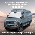 Windshield Sunshade Compatible for Freightliner/Mercedes Benz Sprinter 2007-2024 2025 2026, Sun Visor for Front Windshield & Window Sun Shade Cover, UV Heat Protector, Car Accessories