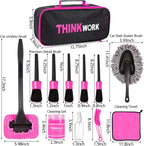 Pink Car Duster Interior Kit, Perfect Car Detailing Brush Kit for Cleaning Windows,Windshield,Dashboard and Air Vents Suitable for All Cars