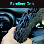 Large Size Steering Wheel Cover Great Grip with 3D Honeycomb Anti-Slip Design, 15.5-15.75 Inch (All Black)