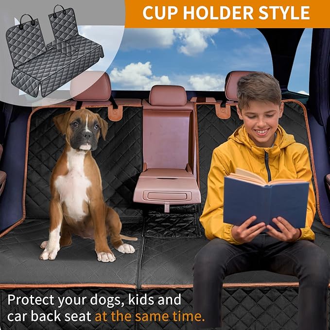 IVY&LANE Dog Car Seat Cover for Back Seat,Conversible 2-in-1 Waterproof Front Seat Cover,Heavy-Duty & Scratchproof Car Seat Protector Cover for SUVs, Trucks and Sedans