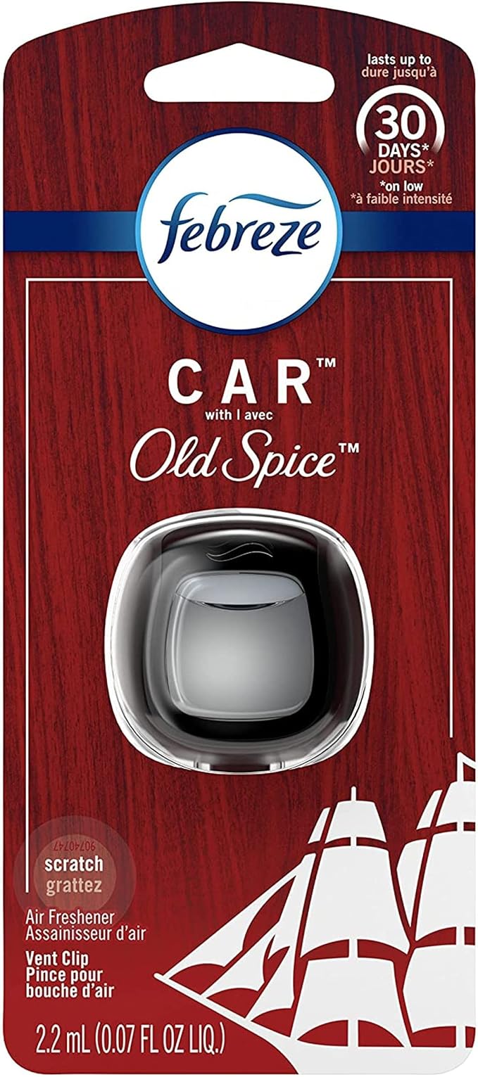Car Odor-Eliminating Air Freshener Vent Clip, Original Old Spice Scent, 1 count