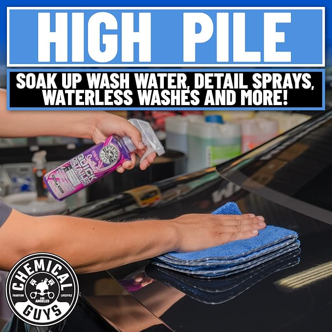 Professional Grade Premium Microfiber Towels for Cars,Blue,16" x 16",Ultra-Soft and Scratch-Free Car Detailing Cloths for Trucks,Motorcycles,and More,(Pack of 6)
