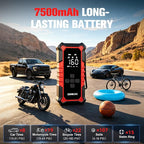 A6 Gear 160 PSI Tire Inflator Portable Air Compressor, 7500mAh Cordless Tire Inflator with Digital Pressure Gauge ＆LED Light, 3X Faster Air Pump for Car Tires, Bike,Balls, Auto Shut-Off
