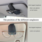 KIWEN 4 Packs Sunglasses Holders for Car Visor, Magnetic Leather Glasses Eyeglass Clip for Car, Ticket Card Clip Sunglasses Mount, Car Visor Accessories Gadgets(4, Black)