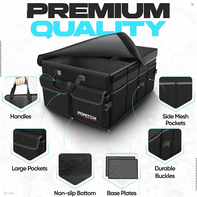 Trunk Organizer For SUV Car Trunk Organizer, Foldable Storage, Car Accessories for Women Men, Collapsible Bag, 600D Oxford, Non Slip Bottom, Straps, Soft Cover (65L)