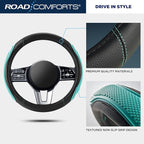 Car Steering Wheel Cover - Microfiber Leather Steering Wheel Wrap Sports 14.5-15 Inch Steering Wheel Cover Non-Slip for Men Women Mint Color