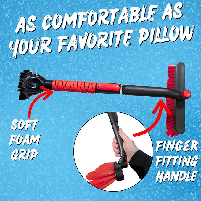 Ice Scraper for Car Windshield with Snow Brush - Telescopic Handle to 28" - Brush End to Clear Snow, Chisel Side for Frost, Claw Side for ICY Chunks