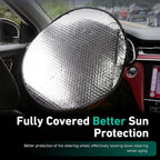 Car Steering Wheel Cover Sun Shade, 18" Anti-Heat Steering Wheel Sun Block, Aluminum Foil Steering Wheel Sun Shade Cover, Car Sunshade Accessories, Universal for Most Vehicle, RV, Truck