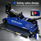 3 Ton Floor Jack, 6000 lb, 7.6"-21.3" Lift, w/Pads, Bag & Tire Kit | Heavy-duty floor jack for SUVs, pickups and sedans. 7.6" entry, 21.3" max lift. Includes 2 pads, bag & 8‑pc tire kit.