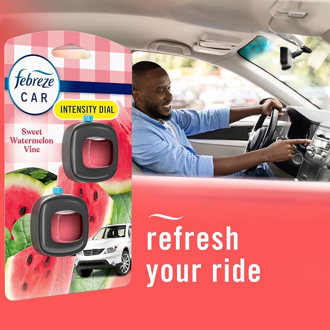 Car Air Freshener Vent Clip Sweet Watermelon Vine Scent, 2 Count,.13 oz Total