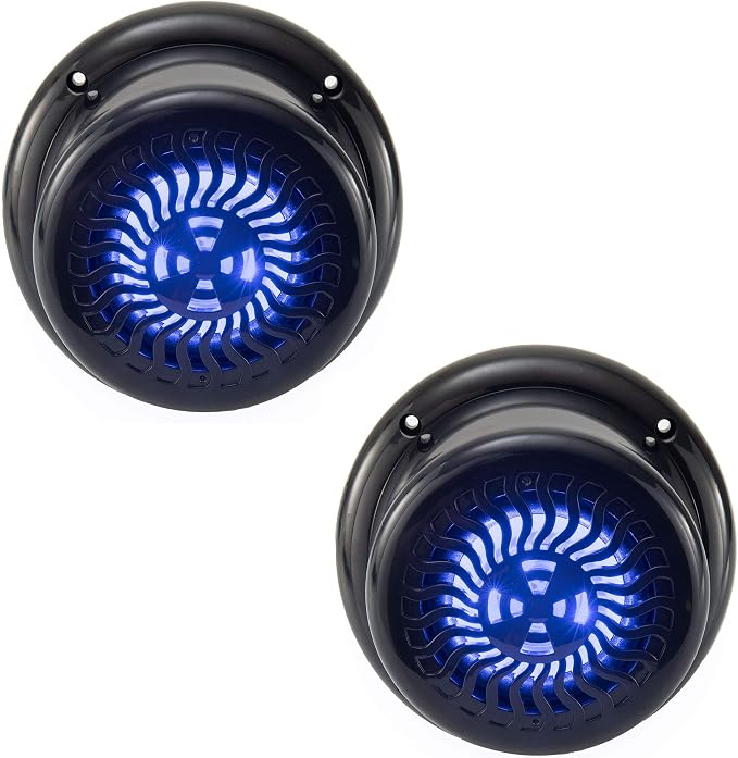 RV Flush Mount Speaker | Exterior 5.25" Black Wavy Blue LED | Waterproof (2 Pack)