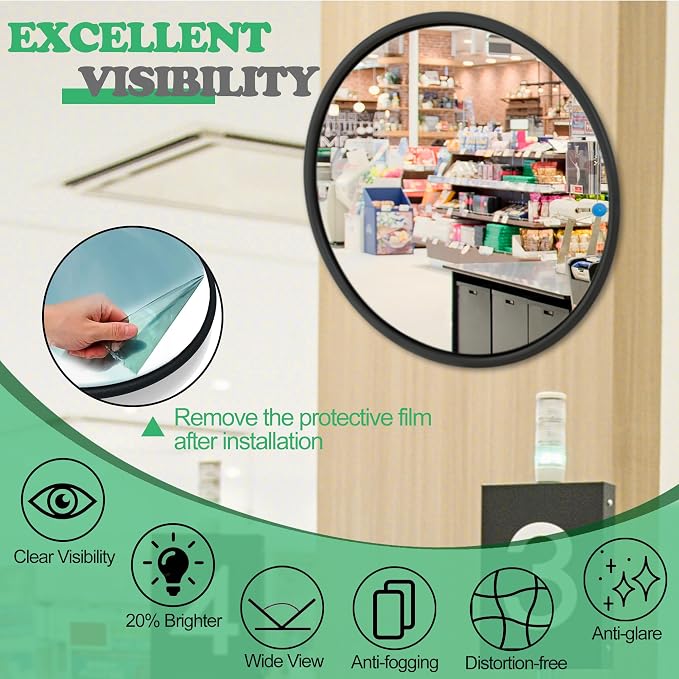 18" Convex Security Mirror Curved Safety Mirror Adjustable Traffic Road Mirror Safety Corner Mirror Blind Spot Mirror Parking Mirror For Garage Surveillance Mirror Indoor Outdoor Shop Office