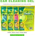 4 PCS Car Cleaning Gels, Reusable Dashboard Dust Removal Slime Auto Detail Cleaner, Universal Cleaning Putty Air Vent Dusting Mud Fits for Vehicles Keyboards Laptops (Green+Pink+Yellow+Blue)