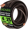 4 Gauge Wire (25ft - Black Translucent) Copper Clad Aluminum CCA - Primary Automotive Wire Power/Ground, Battery Cable, Car Audio Speaker, RV Trailer, Amp, Electrical 4ga AWG 25 Feet