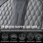 Coverado Leather Seat Covers for Car, Waterproof Front Car Seat Covers with Lumbar Support Universal Fit for Most Sedans SUV Pick-up Truck(Black&Gray)