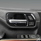 Car ABS Carbon Fiber Front Inner Door Handle Cover Interior Trim Side Mirror Decor for 2019-2025 Chevy Silverado | for 2019-2021 GMC Sierra 1500 2500 3500 HD Accessories