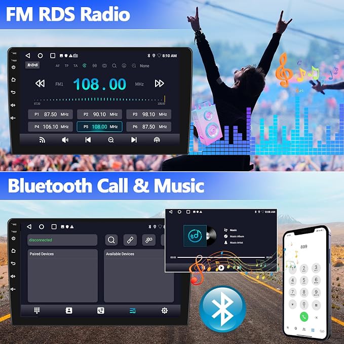 2G+64G Android Car Stereo for Honda Accord 8th 2008-2013 with Wireless Carplay Android Auto Mirror Link 10.1 inch Touchscreen Car Radio with GPS Navigation WiFi 26UI Bluetooth FM Backup Camera MIC