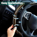 3PCS Carbon Fiber Steering Wheel Cover-Segmented Clip-On Design Anti-Slip & Scratch Resistant Universal Fit 14.5"-16" for Cars/Truck/SUV Great Gift for Men & Women