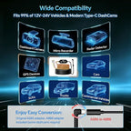 Dash Cam Hardwire Kit USB-C with, 4-Level Adjustable Low Voltage Auto-Cutoff (11.6V/ 23.4V),Acc Detection,LED Volt Display, 3-Lead Cable for 24/7 Parking Mode,12V-24V to 5V/3A Adapter for Dash Camera