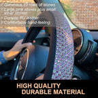 Bling Bling Comfy Steering Wheel Cover with Jumbo Crystal Rhinestones, Anti-Slip Diamond Leather, Universal 15 Inch (Pink)