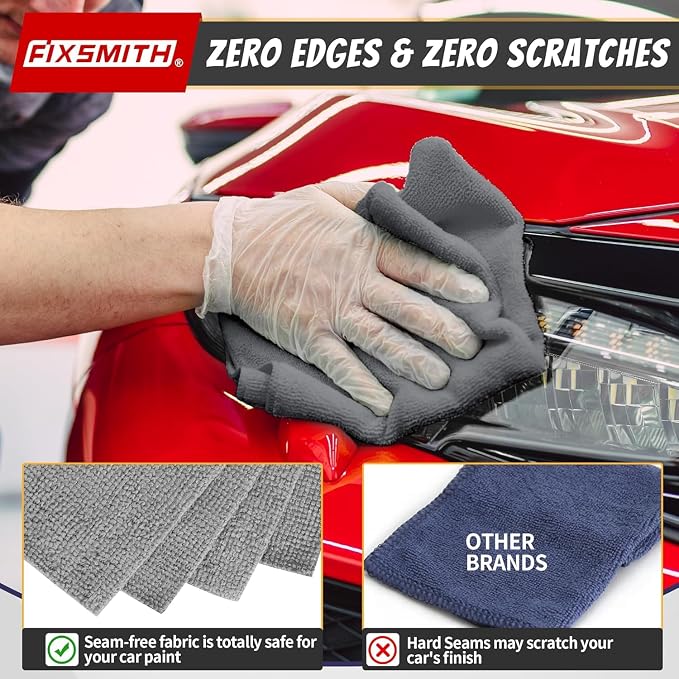 Microfiber Cleaning Cloth, Shop Towels Bulk, 24 Pack Grey Microfiber Towels for Cars, All-Purpose Absorbent Cleaning Rags, Dust Cloth for Automotive, Mechanic, Garage, Bar, 12 x 11 inch