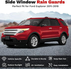 Explorer Rain Guards - Window Visors for Ford Explorer 2011-2019, Outside-Mount Tape-On Side Window Wind Deflectors for Explorer Accessories, Vent Visors Shades Rainproof 4PCS