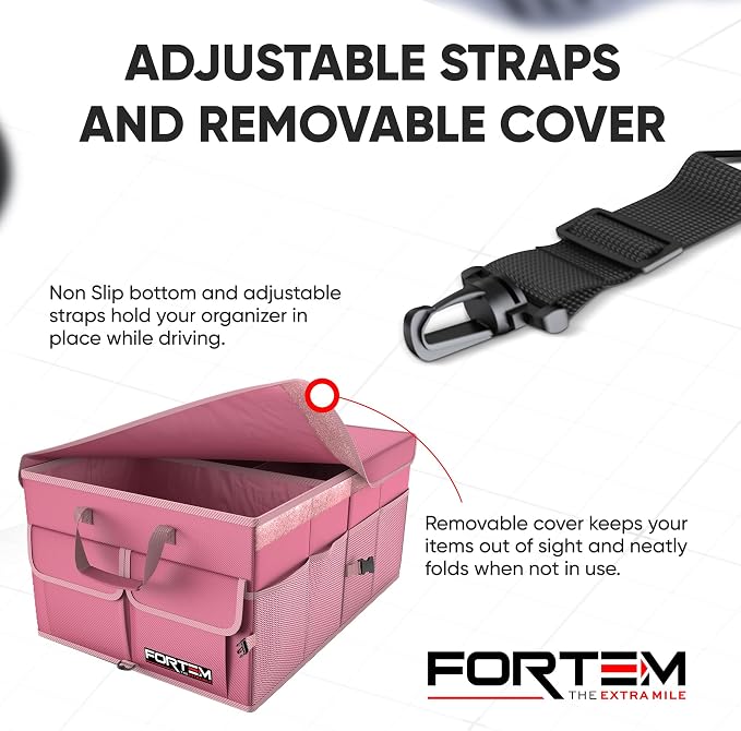 Trunk Organizer For SUV Car Trunk Organizer, Foldable Storage, Car Accessories for Women Men, Collapsible Bag, 600D Oxford, Non Slip Bottom, Straps, Soft Cover (65L)