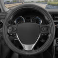 GripDrive Faux Black Leather Steering Wheel Cover for Car Truck Van SUV, Standard 15 inch Size, Solid Black Stitched Car Steering Wheel Cover Vehicle & Auto Accessories