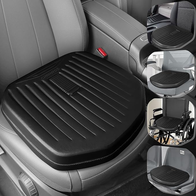 Leather Car Seat Cushion, Comfortable Memory Foam Seat Cushions for Driving Waterproof Adult Booster Seat Cushion for Cars, Truck Driver Automotive SUV Office Chair, Hand-held, 3 Inches Black