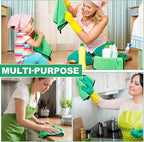12 Pcs Microfiber Towels for Cars, 800 GSM Plush Drying Cleaning Cloth Bulk, 16 x 16 Inch Thick Absorbent Wash Detailing Towels for Car Polishing, House, Kitchen Cleaning(Green)