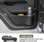 Front & Rear Door Side Insert Storage Box, Door Organizer Pockets Fit for 2018-2026 Jeep Wrangler JL JLU & Gladiator JT, 4Pcs Black Cup Holder Interior Storage Expansion Accessories