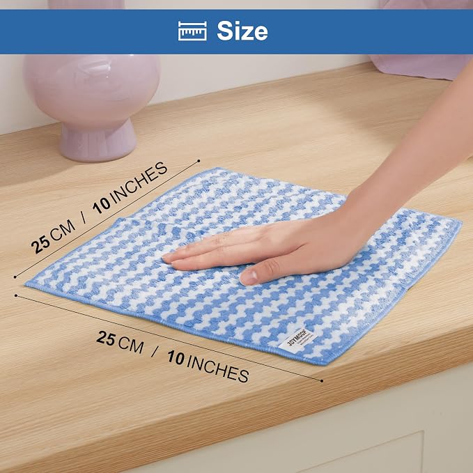 108 Packs Microfiber Cleaning Cloths, 10" x 10" Reusable Kitchen Towels, Lint-Free Cleaning Rags, Super Absorbent Cleaning Cloths for Kitchen, Car, and Household Cleaning, Blue