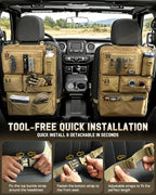 All in One Car Seat Back Organizer Fit Most Cars SUV Trucks Jeeps | Heavy Duty Molle Panel Seat Back Protector with Multi-Pockets Storage, for Tools, Toys, Camping, Travel, Daily Commuting