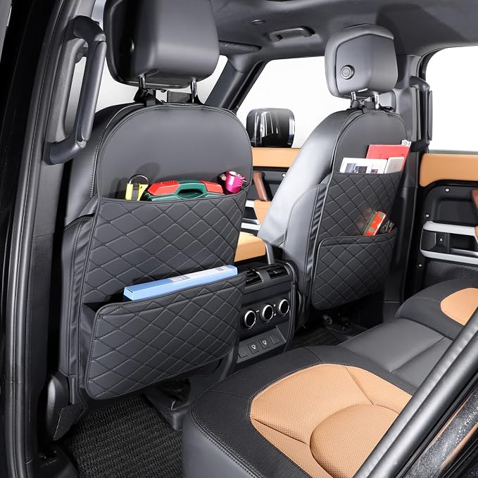 Seat Back Protector,Shields Seat Backs From Kicks and Adds Storage | kick mats back seat protector easy to install and clean, well-crafted, sturdy, durable and stylish.2 Pack