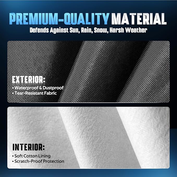 Half Car Cover Top for Sedan/Coupe/Cabrio, Windshield Cover for Ice and Snow, Roof Car Cover Waterproof All Weather with Reflective Strips and Side Elastic Hooks. H3 (Up to 139 inch)