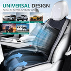Cooling Car Seat Cover Front Seat, 12V-24V Ventilated Seat Cushion, Cooling Car Seat Cushion with 2 Powerful Turbo Fans 3-Speed Adjustable for Summer Driving, Universal Fit for Car SUV Truck