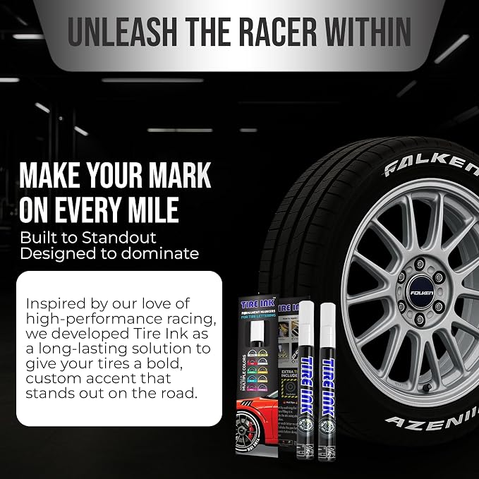Color Tire Paint Pen - Waterproof Permanent Paint pens for Car Wheels Lettering | Car Wash Safe and Durable | Made in Japan (White, 1 Count (Pack of 2))