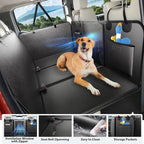 Back Seat Extender for Dogs Truck-Large Space, Hard Bottom PU Leather Dog Pet Seat Cover Back Seat, Anti-Scratch Dog Hammock for Crew Cab Trucks F150, RAM1500, Sierra, Tundra, Silverado