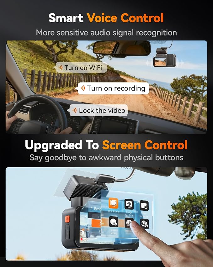 X5 Duo 4K+2.5K Dash Cam Anti-Shake, 8MP STARVIS 2 IMX678 IMX675, Dual Car Camera Front and Rear, 5.8GHz Wi-Fi GPS, Included 64GB Card, Voice Control, Touch Screen, Parking Mode