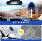 Windshield Cleaner Tool, Car Interior&Exterior Window Cleaning Tool with Extendable Handle & 4 Reusable Microfiber Pads, Auto Glass Wiper Brush Kit for Cars (Blue)