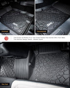 3W Floor Mats Fit for 2021-2025 2026 Ford Bronco 4-Door, All Weather TPE Custom Fit Bronco Floor Liners Car Accessories (Not Fit Sport & Vinyl Floor)