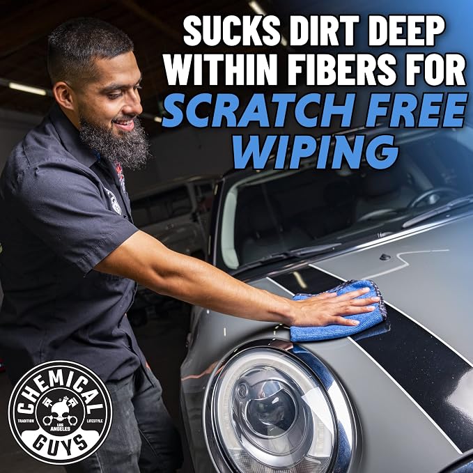 Professional Grade Premium Microfiber Towels for Cars,Blue,16" x 16",Ultra-Soft and Scratch-Free Car Detailing Cloths for Trucks,Motorcycles,and More,(Pack of 6)