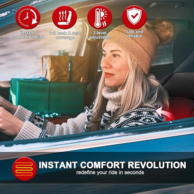 Cooling Car Seat Cover with 16 Fans Cooling Car Seat Cushion with Massage Adjustable Temperature 12V Seat Cooler Car Seat Cooling Pad Ventilated Seat Cover for Car (3 in 1, Black)