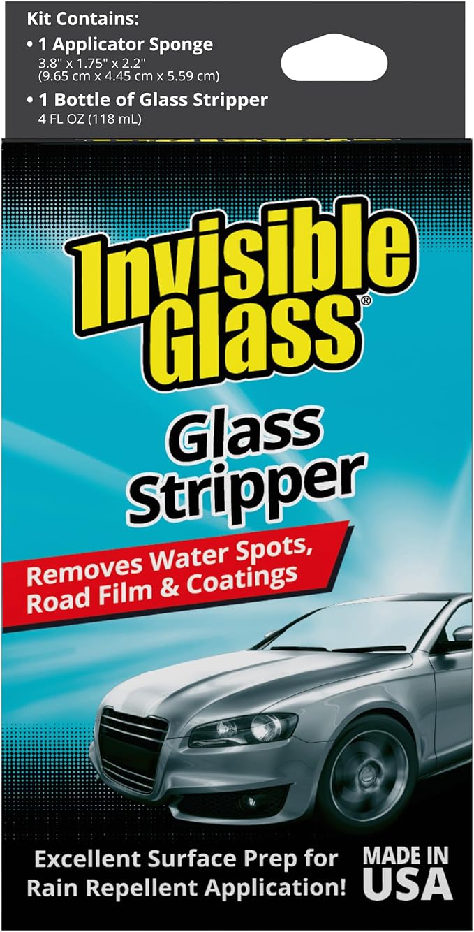 91411 Glass Stripper – Hard Water Spot Remover – Strips Coatings, Waxes, Oils & Road Film – Preps Windshields for Rain Repellent & Ceramic Coating, 4 Fl Oz (Pack of 2)