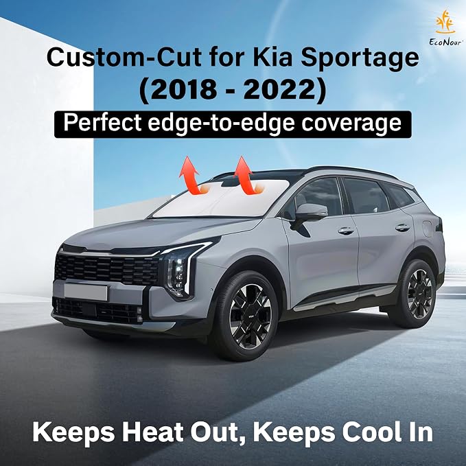 Windshield Sunshade Compatible for Kia Sportage 2018-2020 2021 2022, Sun Visor for Front Windshield & Window Sun Shade Cover, UV Heat Blocker & Protector, Car Accessories