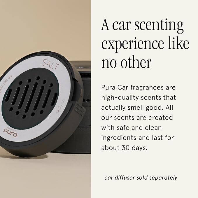 Car Scent Refill - Fragrance for Car Diffuser - Clean & Safe Luxury Diffuser Scent - Long-Lasting Fragrance for 30 Days of Aroma - Salt